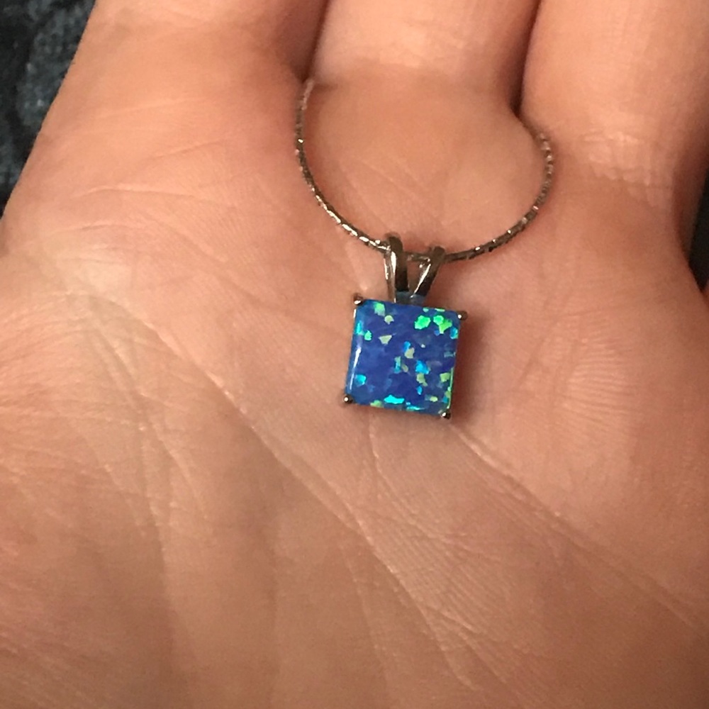 Blue opal princess cute necklace